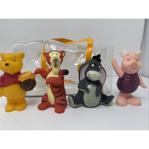 Vintage Disney Winnie The Pooh Piglet Eeyore Tigger 5” Rubber Squeaky Tub Toys 4 - Picture 4 of 9